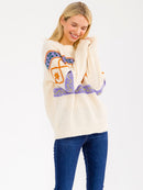 WOMEN'S LONG SLEEVE KNIT PULLOVER EMBROIDERY SWEATER