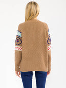 WOMEN'S LONG SLEEVE KNIT PULLOVER EMBROIDERY SWEATER