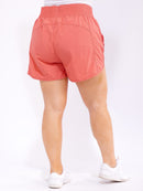 PLUS SIZE ELASTIC WAIST POCKETS LINING MINI SHORTS