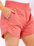 PLUS SIZE ELASTIC WAIST POCKETS LINING MINI SHORTS
