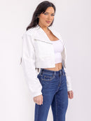 WOMEN'S LONG SLEEVE ZIP UP FRONT POCKETS BOMBER JACKET