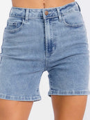 WOMEN'S BUTTON CLOSURE POCKETS DENIM MINI SHORT
