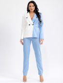 WOMEN'S LONG SLEEVE BLAZER & BUTTON CLOSURE PANTS COLORBLOCK 2PC. SET