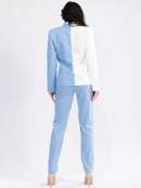 WOMEN'S LONG SLEEVE BLAZER & BUTTON CLOSURE PANTS COLORBLOCK 2PC. SET