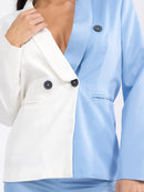 WOMEN'S LONG SLEEVE BLAZER & BUTTON CLOSURE PANTS COLORBLOCK 2PC. SET