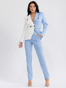 WOMEN'S LONG SLEEVE BLAZER & BUTTON CLOSURE PANTS COLORBLOCK 2PC. SET