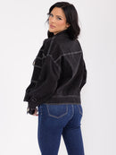 WOMEN'S LONG SLEEVE BUTTON CLOSURE FRONT POCKETS DENIM JACKET