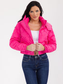 WOMEN'S LONG SLEEVE BUTTON CLOSURE FRONT POCKETS HOODED PUFFER JACKET