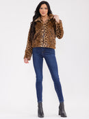 WOMEN'S LONG SLEEVE BUTTON CLOSURE ANIMAL PRINT JACKET