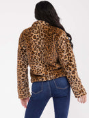 WOMEN'S LONG SLEEVE BUTTON CLOSURE ANIMAL PRINT JACKET