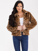 WOMEN'S LONG SLEEVE BUTTON CLOSURE ANIMAL PRINT JACKET