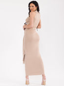 WOMEN'S LONG SLEEVE CARDIGAN WITH TANK TOP & ELASTIC WAIST MACI SKIRT RIBBED 3PC. SET