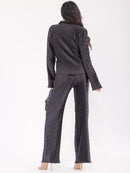 WOMEN'S LONG SLEEVE BLOUSE & ELASTIC WAIST PANTS DETAILED 2PC. SET