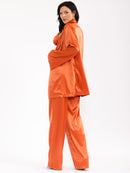 WOMEN'S LONG SLEEVE CARDIGAN WITH BRALETTE & ELASTIC WAIST PANTS SATIN 3PC. SET