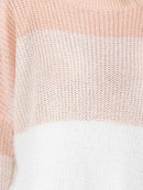 WOMEN'S LONG DETAILED SLEEVE COLORBLOCK KNIT PULLOVER SWEATER