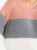 WOMEN'S LONG SLEEVE KNIT COLORBLOCK SWEATER