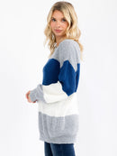 WOMEN'S LONG SLEEVE KNIT COLORBLOCK SWEATER