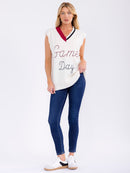 WOMEN'S SLEEVELESS V-NECK GRAPHIC KNIT VEST