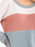 WOMEN'S LONG SLEEVE COLORBLOCK PULLOVER SWEATER
