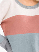 WOMEN'S LONG SLEEVE COLORBLOCK PULLOVER SWEATER