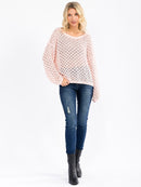 WOMEN'S LONG SLEEVE V-NECK KNIT PULLOVER TOP