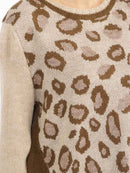 WOMEN'S LONG SLEEVE ANIMAL PRINT PULLOVER KNIT SWEATER