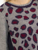 WOMEN'S LONG SLEEVE ANIMAL PRINT PULLOVER KNIT SWEATER