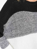 WOMEN'S LONG DETAILED SLEEVE COLORBLOCK KNIT PULLOVER SWEATER