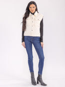 WOMEN'S SLEEVELESS BUTTON CLOSURE FRONT POCKETS DETAILED VEST