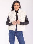 WOMEN'S SLEEVELESS BUTTON CLOSURE FRONT POCKETS DETAILED VEST