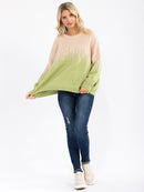 WOMEN'S LONG SLEEVE COLORBLOCK PULLOVER KNIT SWEATER