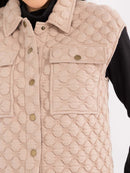 WOMEN'S SLEEVELESS BUTTON CLOSURE FRONT POCKETS DETAILED VEST