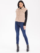 WOMEN'S SLEEVELESS BUTTON CLOSURE FRONT POCKETS DETAILED VEST