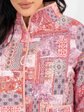 WOMEN'S LONG SLEEVE BUTTON CLOSURE FRONT POCKETS MULTI PRINT JACKET