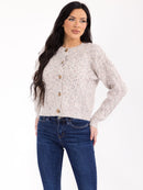 WOMEN'S LONG SLEEVE BUTTON UP DETAILED KNIT SWEATER