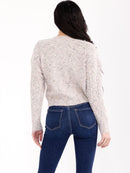 WOMEN'S LONG SLEEVE BUTTON UP DETAILED KNIT SWEATER