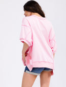 WOMEN'S SHORT SLEEVE LOOSE FIT HIGH-LOW GRAPHIC TOP