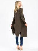 WOMEN'S LONG SLEEVE OPEN FRONT POCKETS CARDIGAN