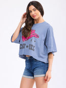 WOMEN'S SHORT SLEEVE LOOSE FIT GRAPHIC TOP