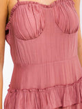 WOMEN'S SLEEVELESS RUFFLE TIERED DETAILED MAXI DRESS
