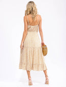WOMEN'S SLEEVELESS SURPLICE ELASTIC WAIST FLORAL TIERED MAXI DRESS