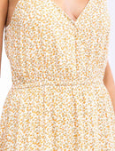 WOMEN'S SLEEVELESS SURPLICE ELASTIC WAIST FLORAL TIERED MAXI DRESS