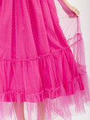 WOMEN'S SHORT PUFF SLEEVE SMOCK SWISS DETAILED MAXI DRESS