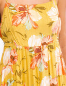 WOMEN'S SLEEVELESS ELASTIC WAIST TIERED FLORAL MAXI DRESS