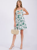 WOMEN'S SLEEVELESS FRONT CUT OFF FLORAL MINI DRESS