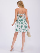 WOMEN'S SLEEVELESS FRONT CUT OFF FLORAL MINI DRESS