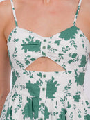 WOMEN'S SLEEVELESS FRONT CUT OFF FLORAL MINI DRESS