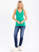 WOMEN'S SLEEVELESS V-NECK RHINESTONES DETAILED TANK TOP