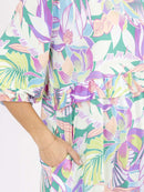WOMEN'S 3/4 SLEEVE FRONT POCKETS FLORAL PRINT MAXI DRESS