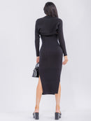 WOMEN'S SLEEVELESS V-NECK MAXI DRESS WITH LONG SLEEVE BOLERO RIBBED 2PC.SET